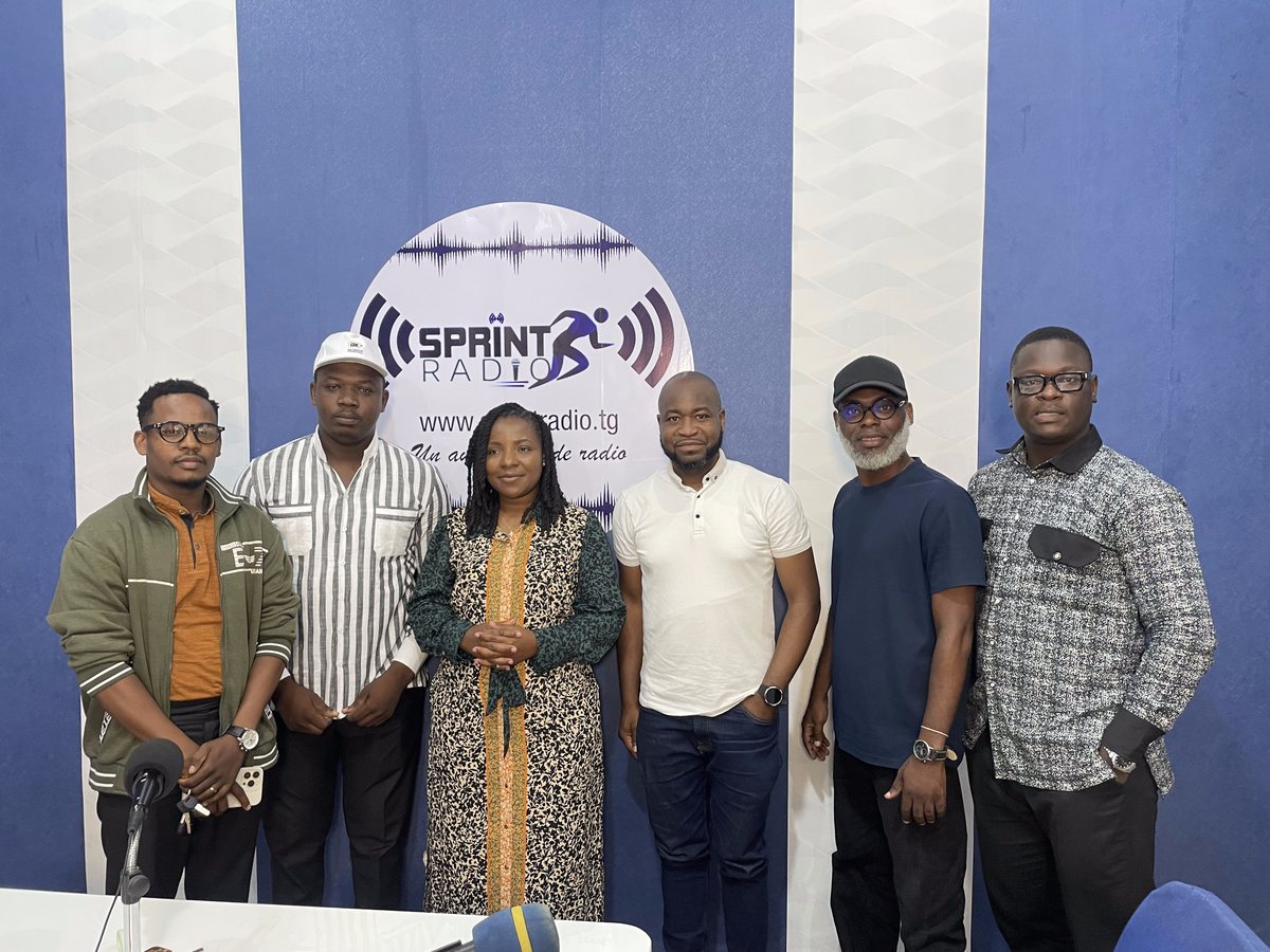 Clarisse Flambeau at a radio interview with Sprint Radio Togo